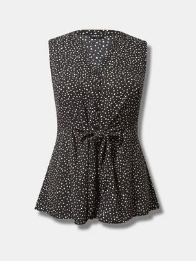 Torrid Size 6 Black and White Polka Dot Tie-Front Blouse